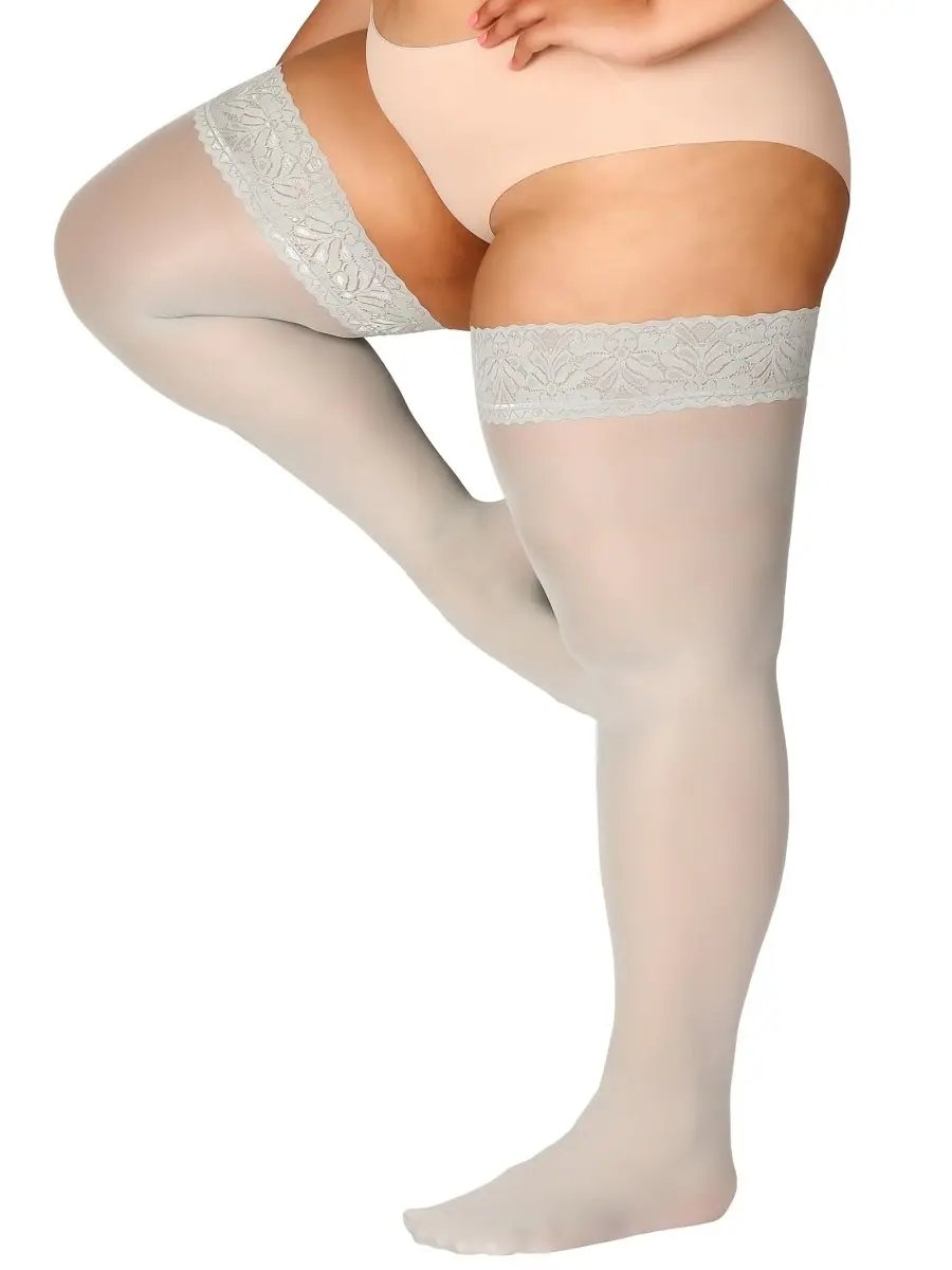 Plus Size Thigh High Stockings Silky Pantyhose - Love Salve